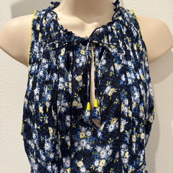 Poupette St. Barth Amora Floral Mini Dress Size S Tiered Tassels Coastal Boho - Picture 3 of 11